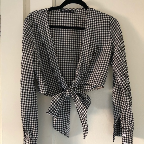Nasty Gal Tops - NastyGal Cropped Bow Tie Shirt